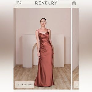 Revelry Skye Satin Dress in Cinnamon Rose NWT